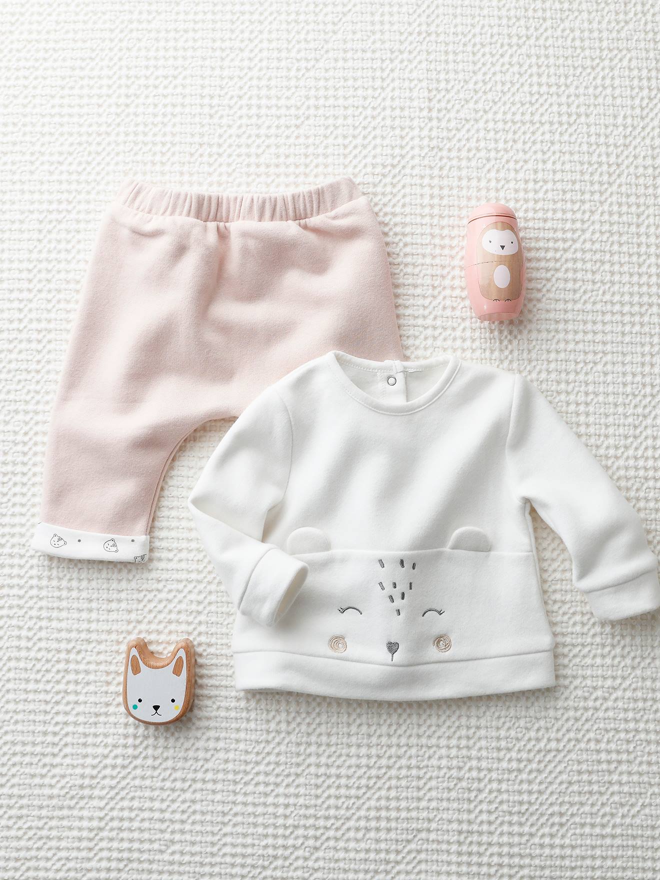 Conjunto sweat + calças, para bebé recém-nascido rosa medio liso com motivo