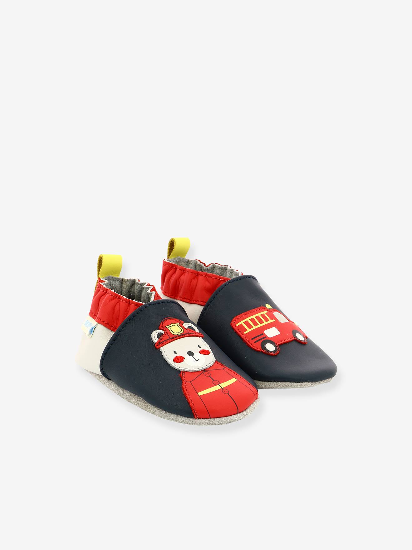 Botinhas Soft Soles Fireman Robeez© azul medio liso com motivo