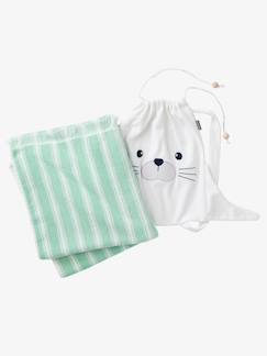 Têxtil-lar e Decoração-Roupa de banho-Toalha de banho com franjas + mochila Foca