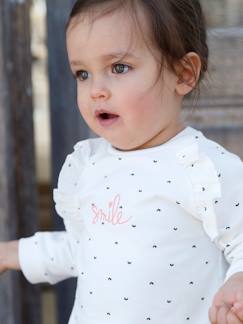 Bebé 0-36 meses-Camisolas, casacos de malha, sweats-Sweatshirts -Sweat com folhos e mensagem, para bebé menina