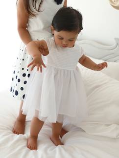 Bebé 0-36 meses-Vestido de cerimónia com tule, para bebé
