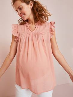 Roupa grávida-Blusas, camisas-Blusa com detalhes em bordado ajurado, para grávida
