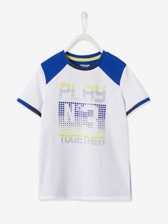 Menino 2-14 anos-T-shirts, polos-T-shirt de desporto bicolor em matéria técnica com detalhes efeito píxel, para menino