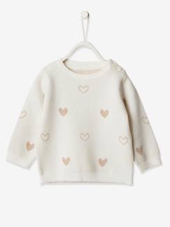 Bebé 0-36 meses-Camisolas, casacos de malha, sweats-Camisolas-Camisola em jacquard com corações, para bebé menina