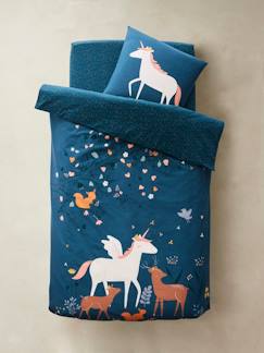 Têxtil-lar e Decoração-Roupa de cama criança-Conjunto capa de edredon + fronha de almofada para criança, tema Floresta Encantada