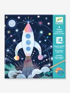 Brinquedos-Atividades artísticas-Quadros, desenho e pintura-Cartas para raspar Missão Cósmica, da DJECO