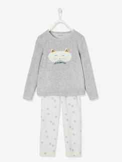 Menina 2-14 anos-Pijamas-Pijama em veludo "máscara de gato", para menina