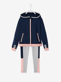 Menina 2-14 anos-Calças -Conjunto para desporto, casaco com fecho + leggings, para menina
