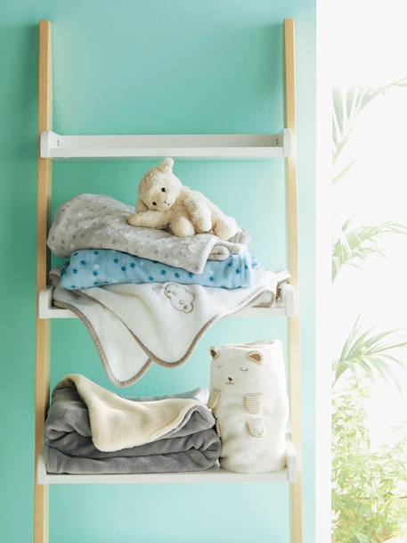 Cobertor em microfibra com forro imitação carneira revirada Cinzento+Rosa claro liso 