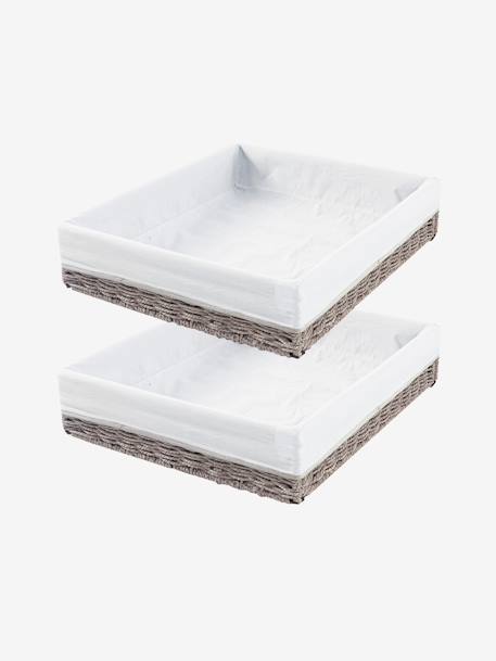 Lote de 2 cestos de arrumação para mesa de mudas Branco / cinza 