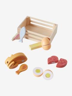 Brinquedos-Caixa de alimentos, em madeira
