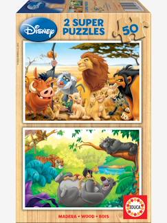 Brinquedos-Lote de 2 puzzles em madeira de 50 peças Disney® Animals Friends O Rei leão + O livro da selva, da EDUCA