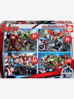 Brinquedos-Jogos educativos-Lote de 4 puzzles progressivos de 50 a 150 peças Multi 4 Marvel® Os Vingadores, da EDUCA