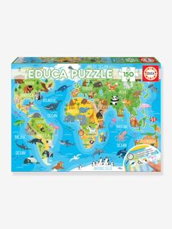 Brinquedos-Jogos educativos- Puzzles-Puzzle 150 peças Mapa Mundo Animais, da EDUCA