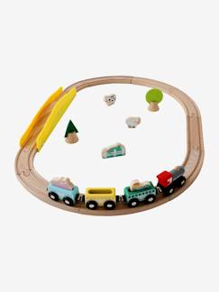 Brinquedos-Jogos de imaginação-Veículos, oficinas, circuitos e comboios-Pequena pista de comboio, em madeira