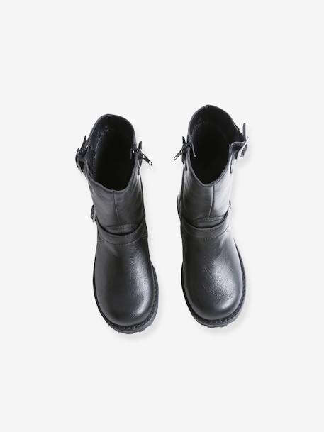 Botas estilo motard, para menina PRETO ESCURO LISO COM MOTIVO 