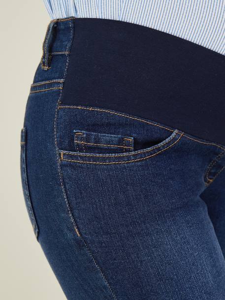 Jeans skinny com faixa estreita, para grávida AZUL ESCURO LISO 