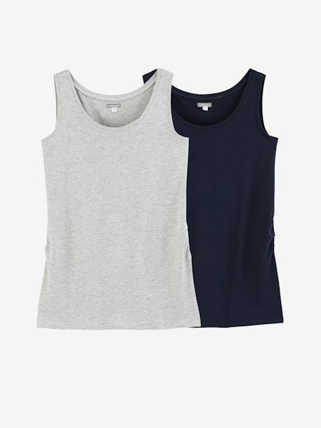 Lote de 2 tops para gravidez e amamentação AZUL ESCURO BICOLOR/MULTICOLOR+Preto escuro bicolor/multicolo+rosa-blush+VERDE MEDIO LISO+VERMELHO MEDIO LISO 
