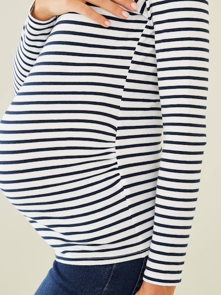 Camisola de mangas compridas, para grávida BRANCO CLARO AS RISCAS+PRETO ESCURO AS RISCAS 