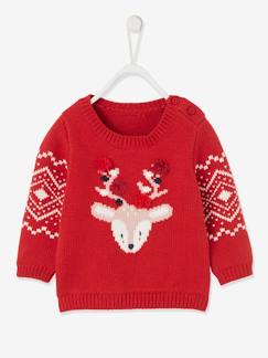Bebé 0-36 meses-Camisolas, casacos de malha, sweats-Camisolas-Camisola de Natal unissexo, com rena, para bebé