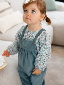Bebé 0-36 meses-Conjunto blusa e jardineiras em bombazina, para bebé menina