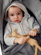 Capa para carrinho de bebé, em moletão, forro em jersey AZUL ESCURO LISO+CINZENTO CLARO MESCLADO 
