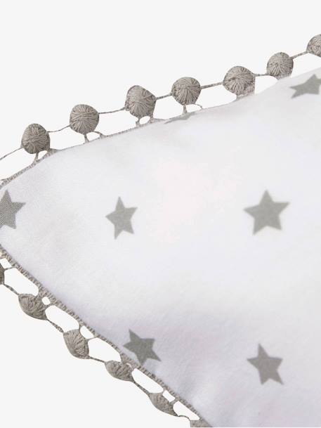 Conjunto capa de edredon + fronha de almofada Chuva de estrelas Branco estampado 