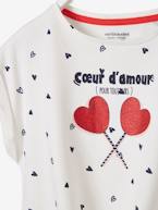 T-shirt com corações e detalhe irisado, para menina BRANCO CLARO ESTAMPADO 