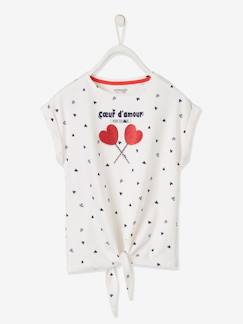 Seleção até 10€-T-shirt com corações e detalhe irisado, para menina