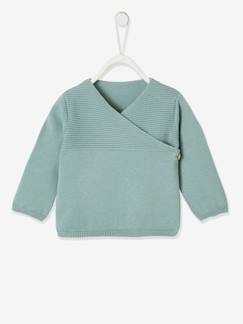 Bebé 0-36 meses-Camisolas, casacos de malha, sweats-Camisolas-Casaco em tricot de algodão bio, para recém-nascido
