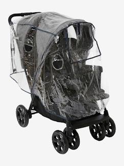Puericultura-Carrinhos de bebé-Acessórios, capas para a chuva-Proteção integral da chuva, para carrinho de bebé de gémeos, da Vertbaudet