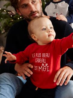Bebé 0-36 meses-Camisolas, casacos de malha, sweats-Sweat de Natal com mensagem, para bebé menino