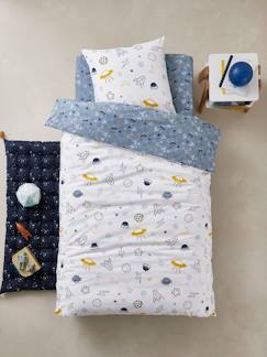 Têxtil-lar e Decoração-Conjunto capa de edredon + fronha de almofada para criança, tema Cosmos