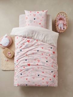 Têxtil-lar e Decoração-Roupa de cama criança-Conjunto capa de edredon + fronha de almofada para criança, tema Corações em Festa, Basics