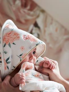Bebé 0-36 meses-Capas, roupões de banho-Capa de banho personalizável, em gaze de algodão, Eau de Rose
