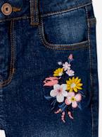 Jeans slim bordados Morfológicos 'waterless', para menina, anca MÉDIA AZUL ESCURO LISO COM MOTIVO 