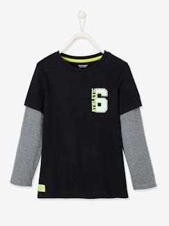 Menino 2-14 anos-Roupa de desporto-Camisola de desporto, efeito 2 em 1 com detalhes fluorescentes, para menino
