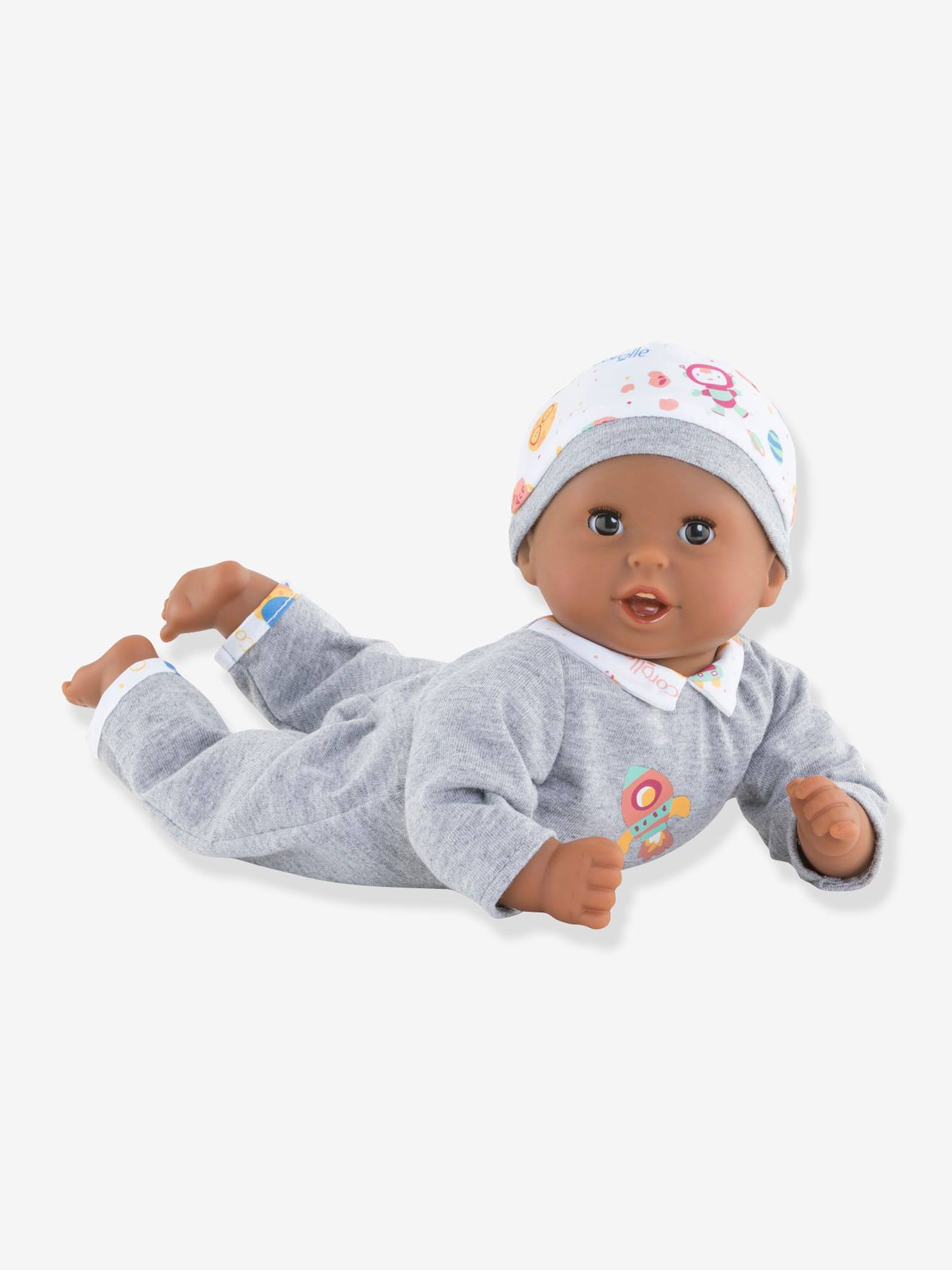 Boneca Bébé câlin Marius, da  cinzento escuro liso com motiv
