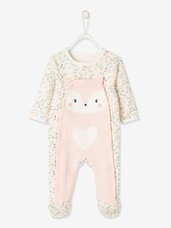 -Pijama em moletão com molas de pressão à frente, para recém-nascido