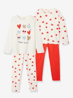 Menina 2-14 anos-Pijamas-Lote de 2 pijamas, corações