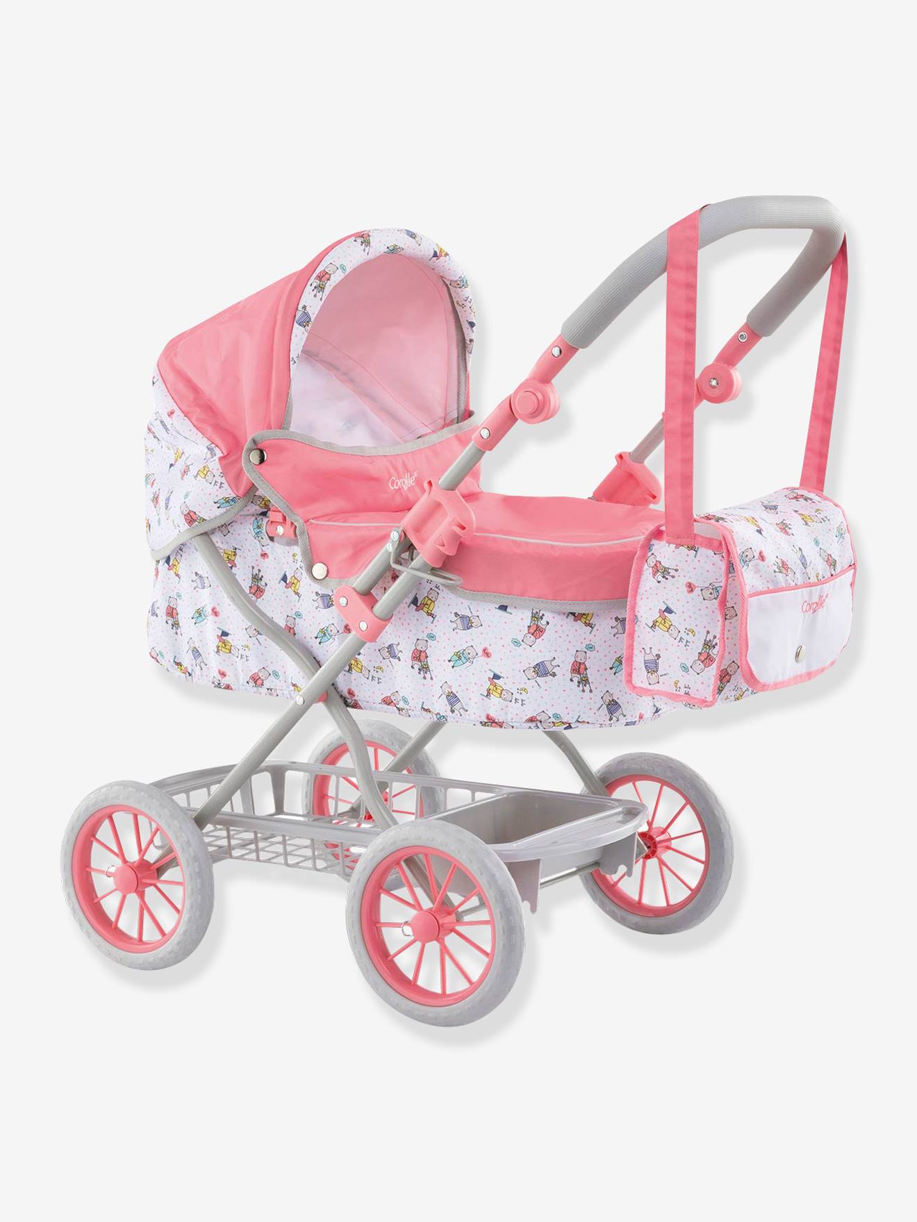 Carrinho de bebé para boneca de 36/42/52 cm, da COROLLE rosa claro liso com motivo