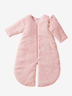 Saco de bebé em microfibra, mangas amovíveis, especial passeio Azul/triângulos+Rosa/estrelas 