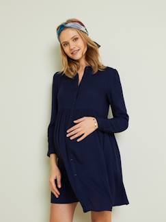 Roupa grávida-Vestido elegante tipo camisa, especial gravidez e amamentação