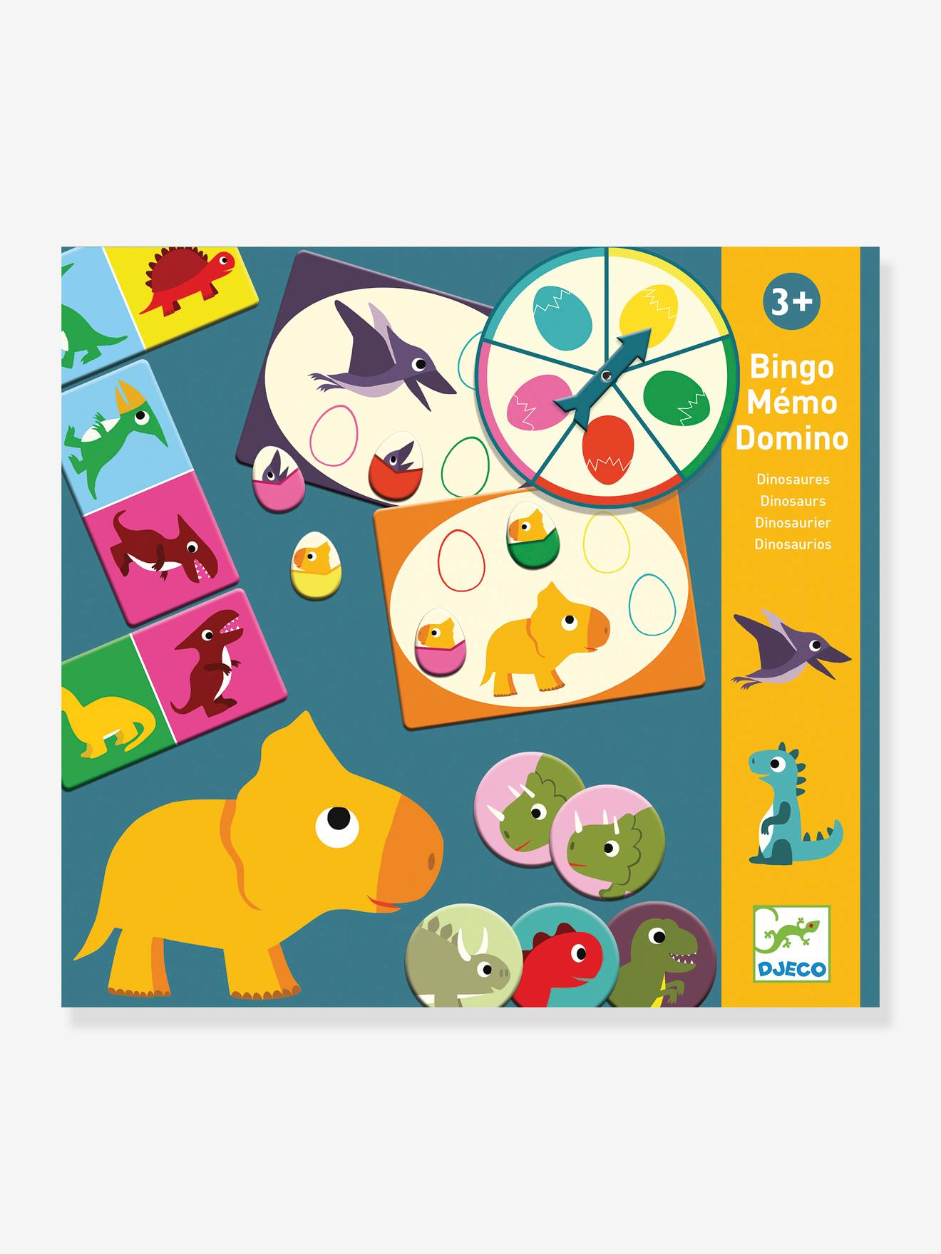 Bingo, Jogo de Memória, Dominó, Dinossauros, da DJECO azul medio bicolor/multicolor