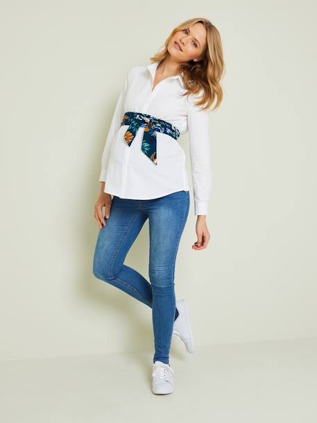Camisa em popelina, especial grávida e amamentação BRANCO CLARO LISO 