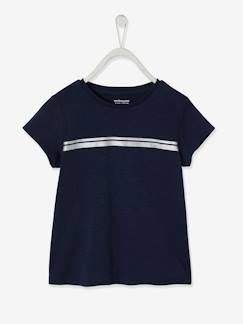 Menina 2-14 anos-Roupa de desporto-T-shirt de desporto com riscas irisadas, para menina