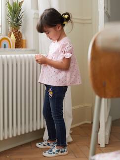 Menina 2-14 anos-Jeans -Jeans slim bordados Morfológicos "waterless", para menina, anca ESTREITA