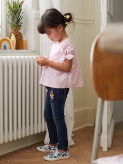 Menina 2-14 anos-Calças -Jeans slim bordados Morfológicos "waterless", para menina, anca LARGA
