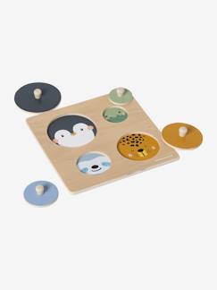 Brinquedos-Jogos educativos- Puzzles-Puzzle com formas redondas com cabeças de animais