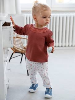Bebé 0-36 meses-Calças, jeans-Calças slim às flores, em algodão stretch, para bebé